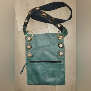 Fly London Green Leather Hammit Style Crossbody Bag